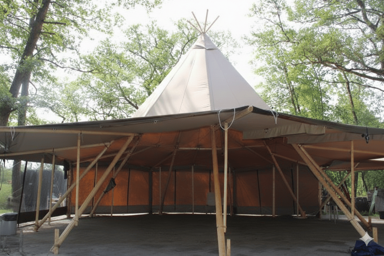 Foto van lege tipi Eiland Loosdrecht