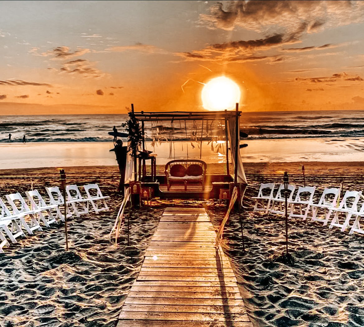 Trouwen met ondergaande zon